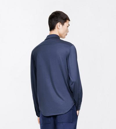 TOM FORD SILK COTTON BLEND NAVY SILK COTTON BLEND MILITARY SHIRT