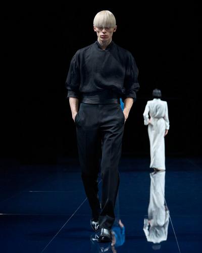 TOM FORD SILK BLACK MAGLIA GIROCOLLO IN JERSEY E CHIFFON