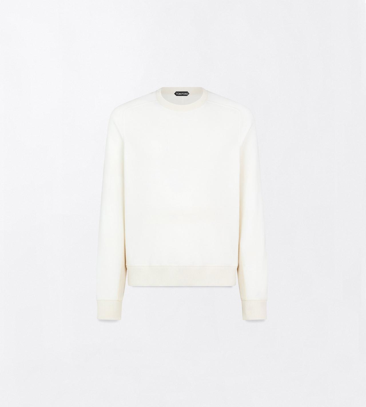 TOM FORD CASHMERE COTTON BLEND OPTICAL WHITE CASHMERE COTTON CREW NECK