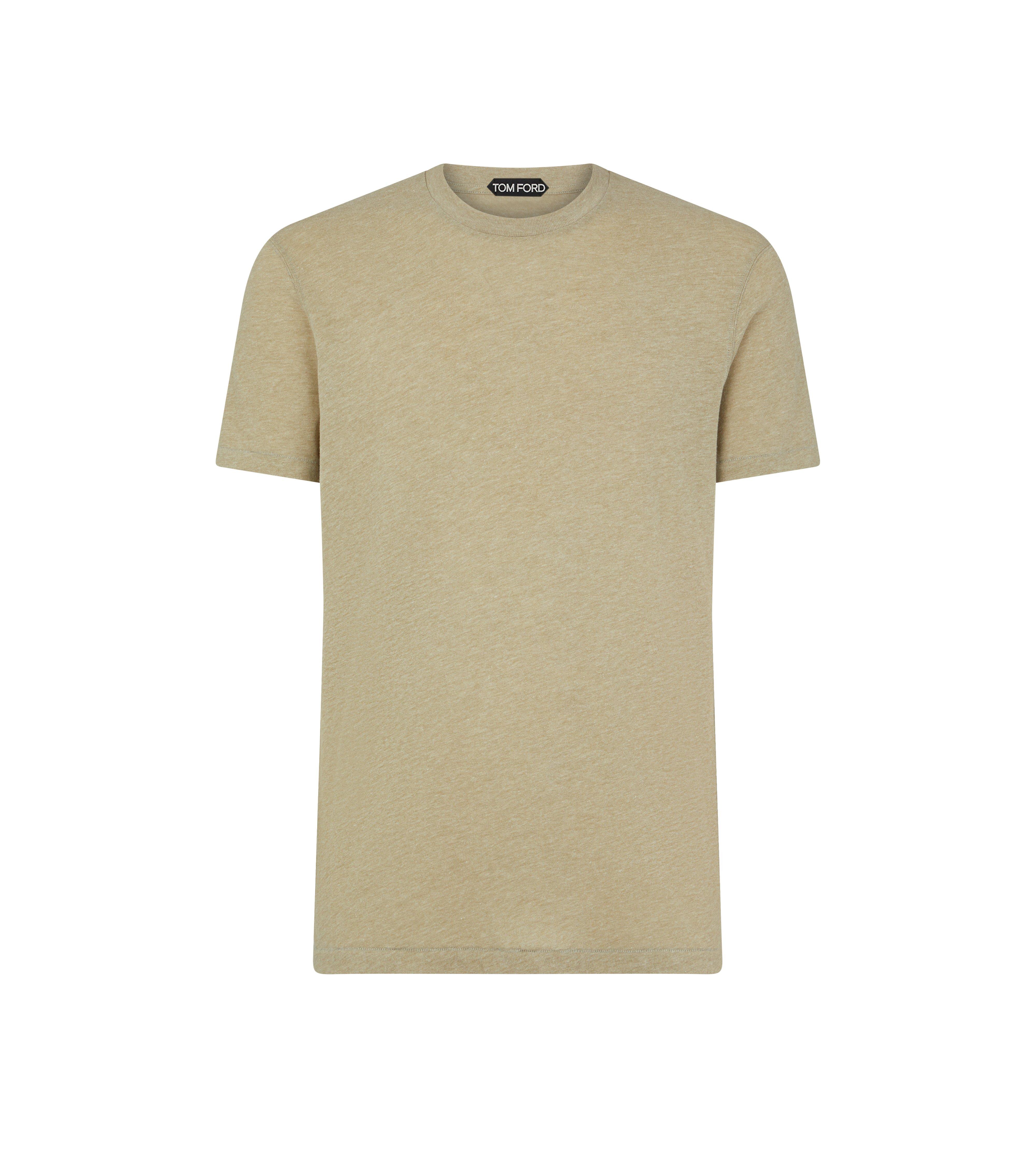 COTTON BLEND MELANGE CREW NECK T-SHIRT