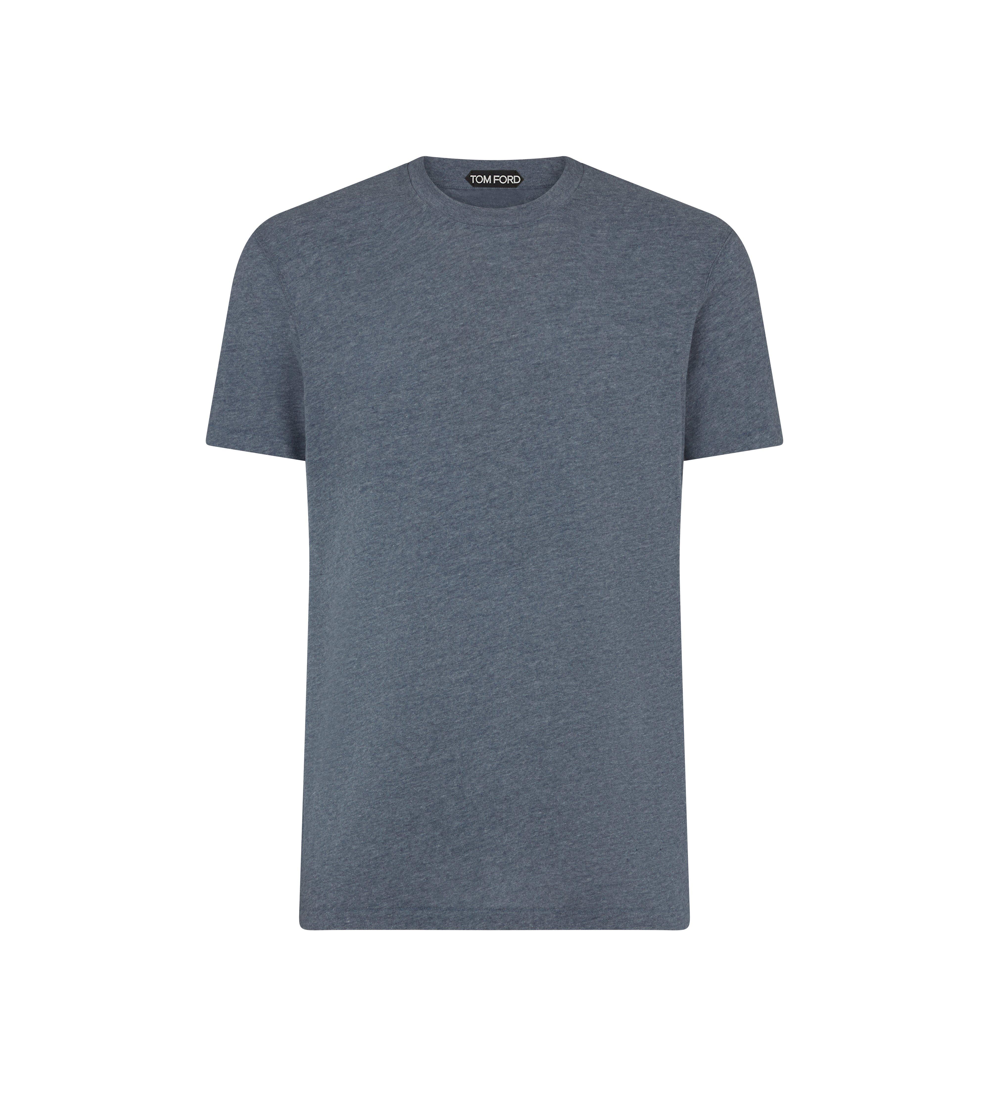 COTTON BLEND MELANGE CREW NECK T-SHIRT