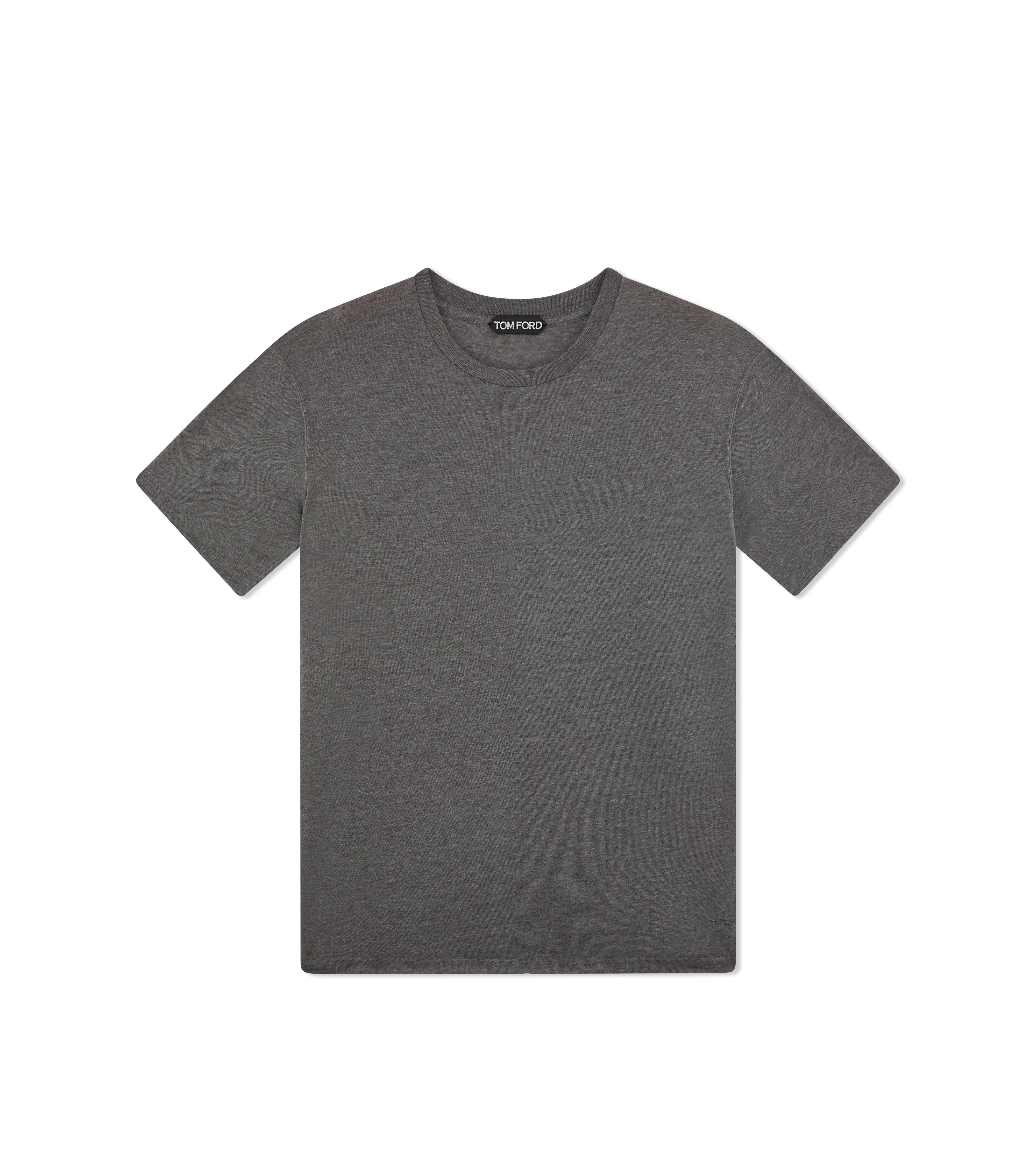 COTTON BLEND MELANGE CREW NECK T-SHIRT