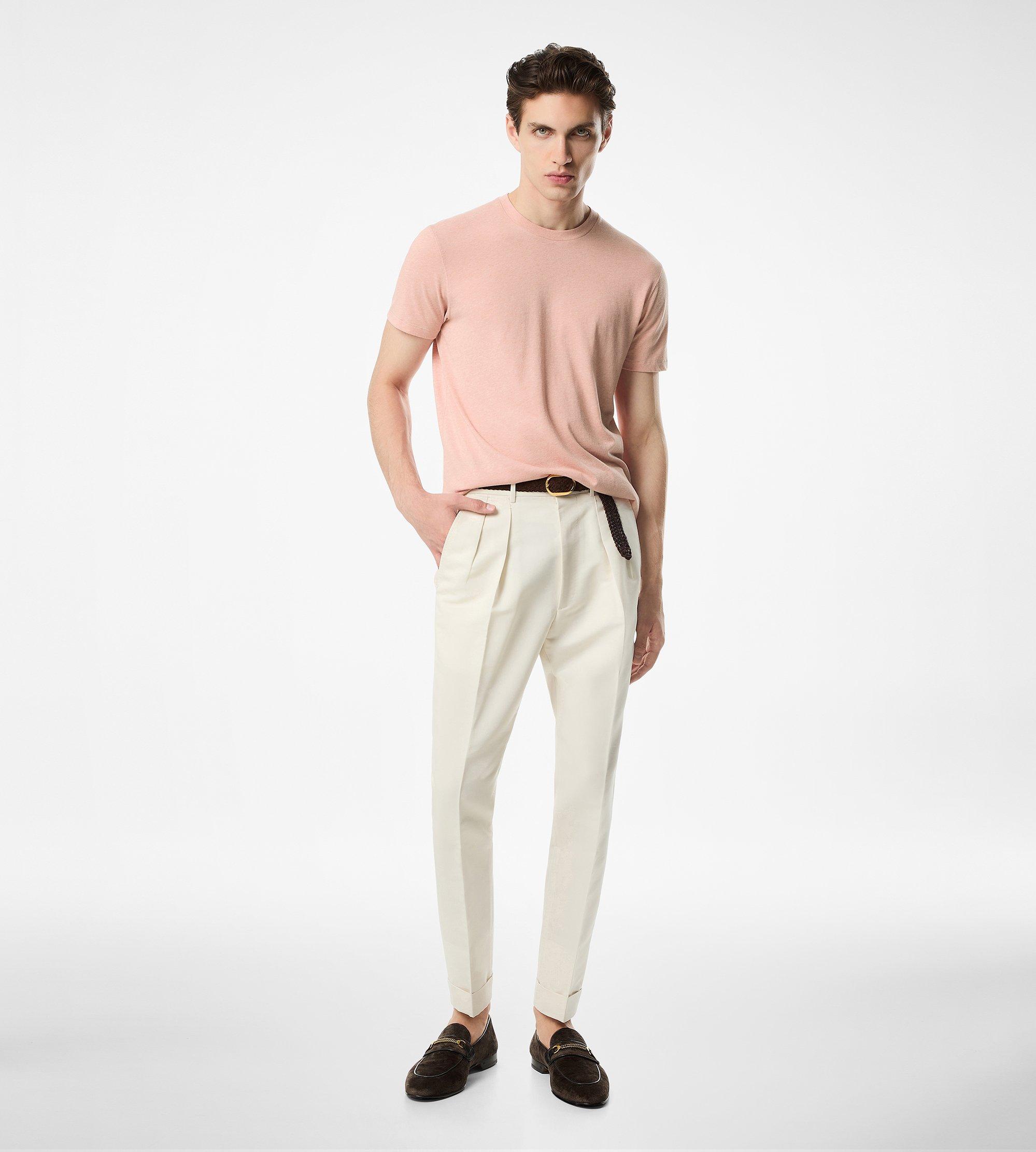 COTTON BLEND MELANGE CREW NECK T-SHIRT