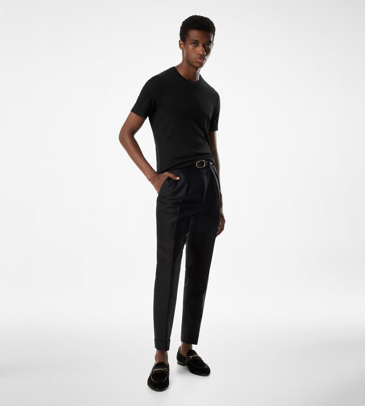 PLACED RIB CREW NECK T-SHIRT image number 1