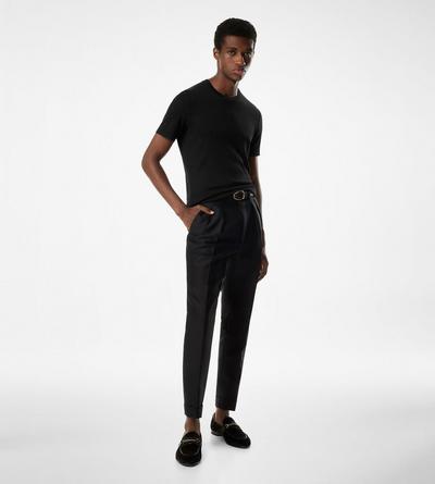 PLACED RIB CREW NECK T-SHIRT image number 1