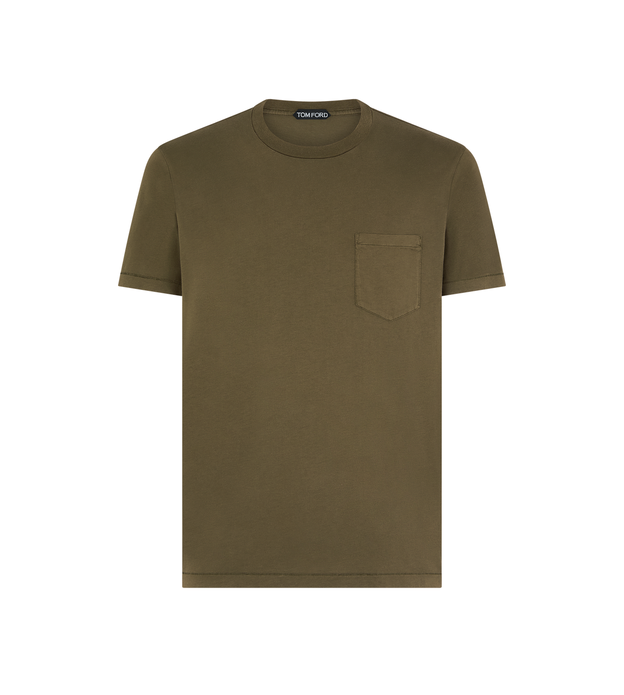 TOM FORD COTTON SILK BLEND MILITARY GREEN COTTON SILK CREW NECK T-SHIRT