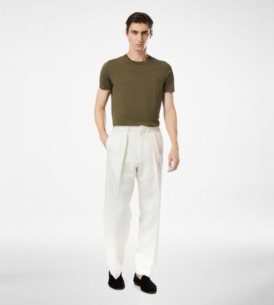 TOM FORD COTTON SILK BLEND MILITARY GREEN COTTON SILK CREW NECK T-SHIRT