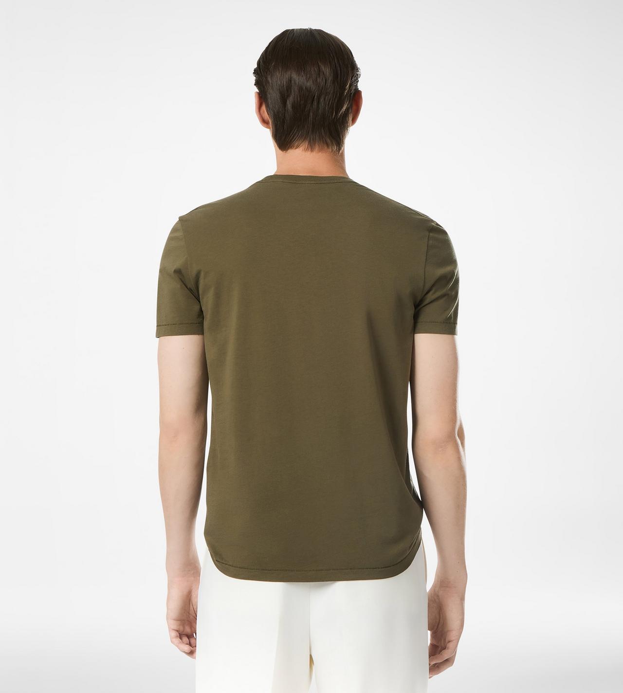 TOM FORD COTTON SILK BLEND MILITARY GREEN COTTON SILK CREW NECK T-SHIRT