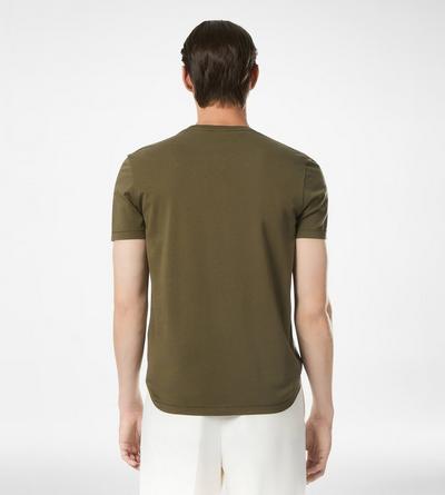 TOM FORD COTTON SILK BLEND MILITARY GREEN COTTON SILK CREW NECK T-SHIRT
