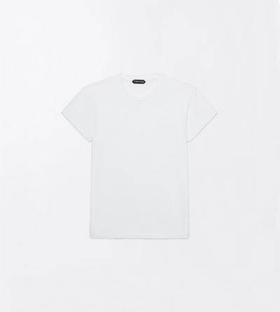 TOM FORD COTTON WHITE COLD DYED COTTON CREW NECK T-SHIRT