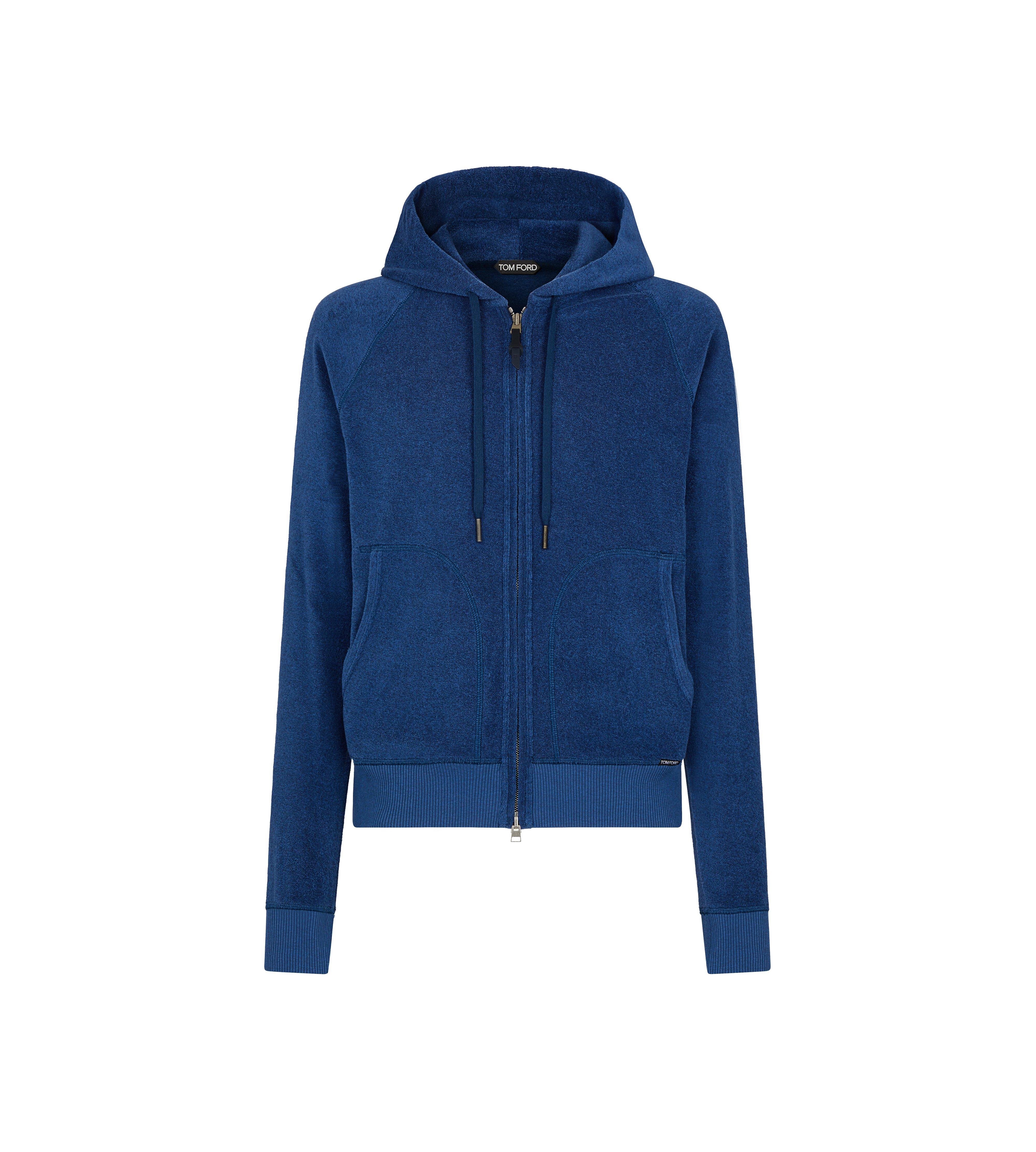 TOM FORD Blue Towelling Hoodie