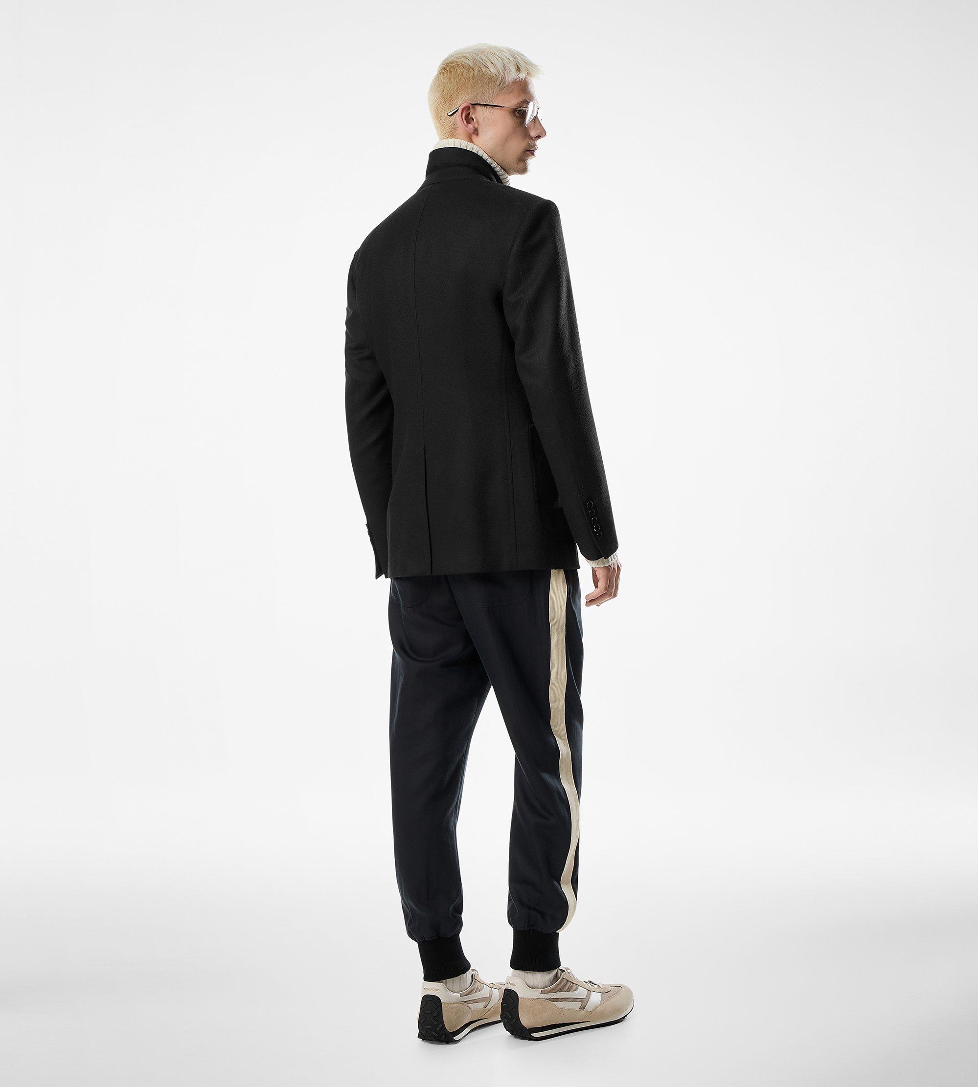 【BLACK】new basic BRADFORD WOOL W JACKET Black Leather Jacket With A Geometric Lining And Personalized With