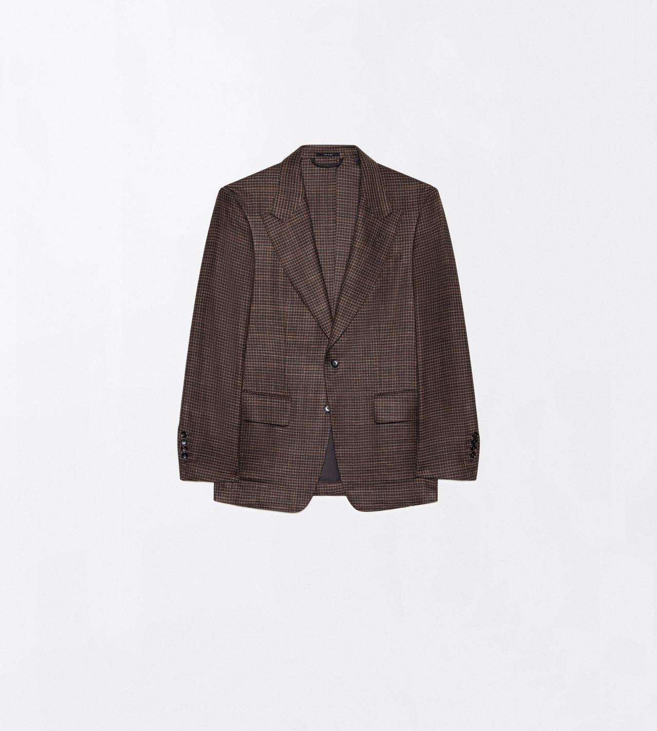 TOM FORD WOOL BLEND BLACK&BROWN IRREGULAR DAMIER SHELTON JACKET