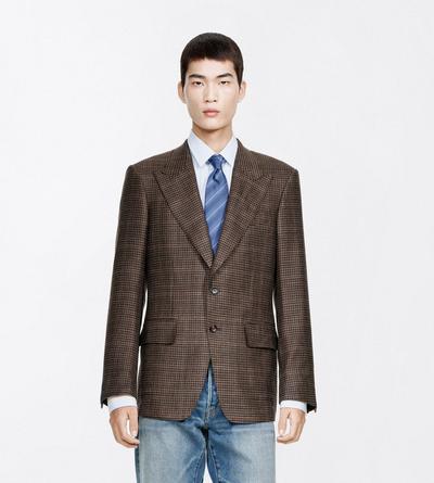 TOM FORD WOOL BLEND BLACK&BROWN IRREGULAR DAMIER SHELTON JACKET