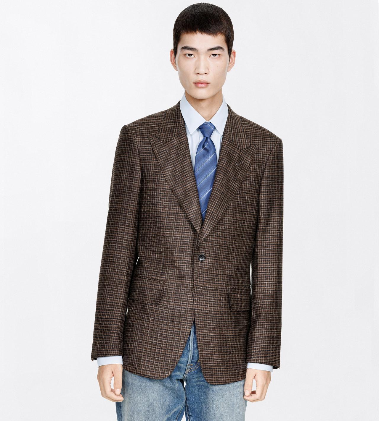 TOM FORD WOOL BLEND BLACK&BROWN IRREGULAR DAMIER SHELTON JACKET
