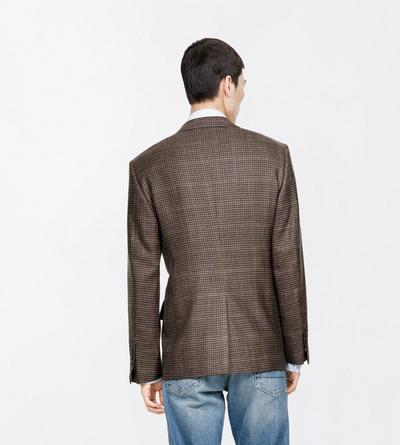 TOM FORD WOOL BLEND BLACK&BROWN IRREGULAR DAMIER SHELTON JACKET