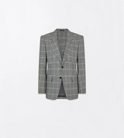 TOM FORD WOOL BLEND BLACK AND WHITE IRREGULAR DAMIER SHELTON JACKET