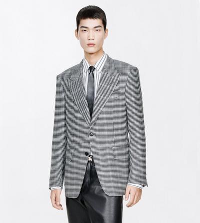 TOM FORD WOOL BLEND BLACK AND WHITE IRREGULAR DAMIER SHELTON JACKET