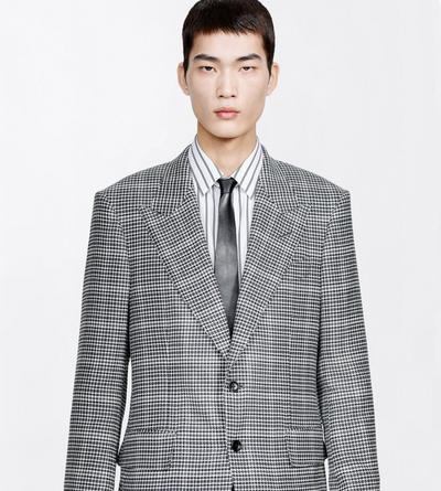 TOM FORD WOOL BLEND BLACK AND WHITE IRREGULAR DAMIER SHELTON JACKET