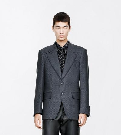 TOM FORD WOOL BLEND BLACK ANTHRACITE GRAND BIRDSEYE SHELTON JACKET