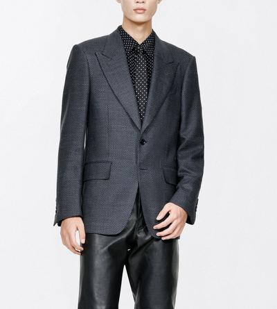 TOM FORD WOOL BLEND BLACK ANTHRACITE GRAND BIRDSEYE SHELTON JACKET