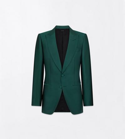 TOM FORD WOOL SILK BLEND EMERALD MIKADO O'CONNOR EVENING JACKET