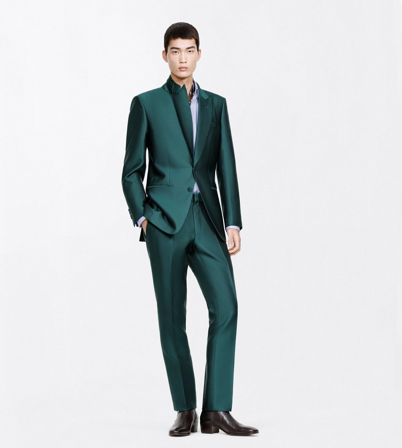 TOM FORD WOOL SILK BLEND EMERALD MIKADO O'CONNOR EVENING JACKET