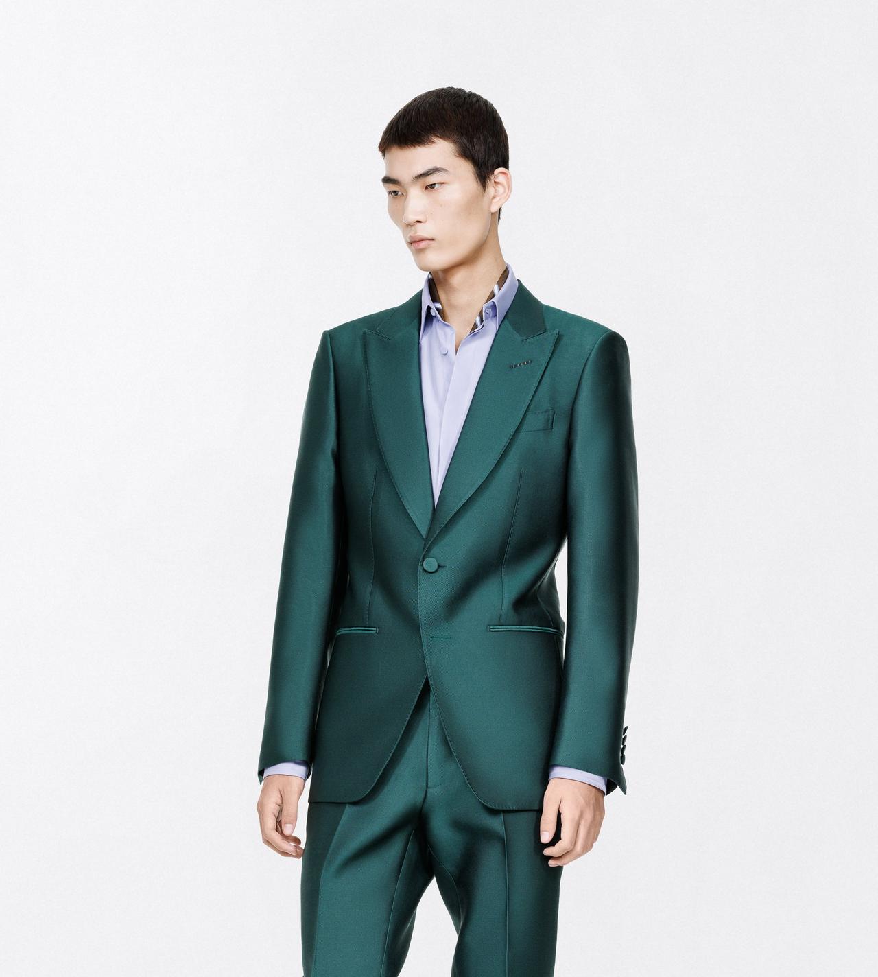 TOM FORD WOOL SILK BLEND EMERALD MIKADO O'CONNOR EVENING JACKET