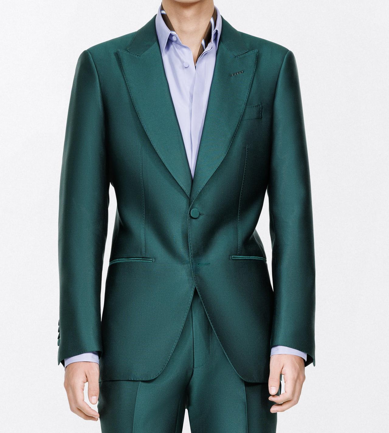 TOM FORD WOOL SILK BLEND EMERALD MIKADO O'CONNOR EVENING JACKET