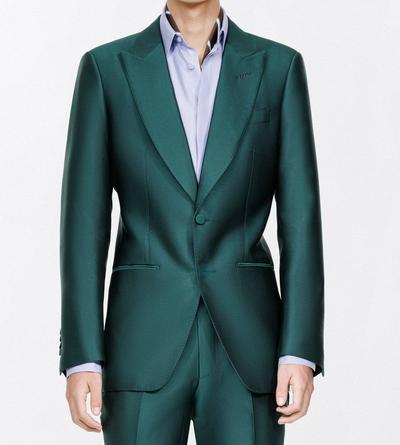 TOM FORD WOOL SILK BLEND EMERALD MIKADO O'CONNOR EVENING JACKET