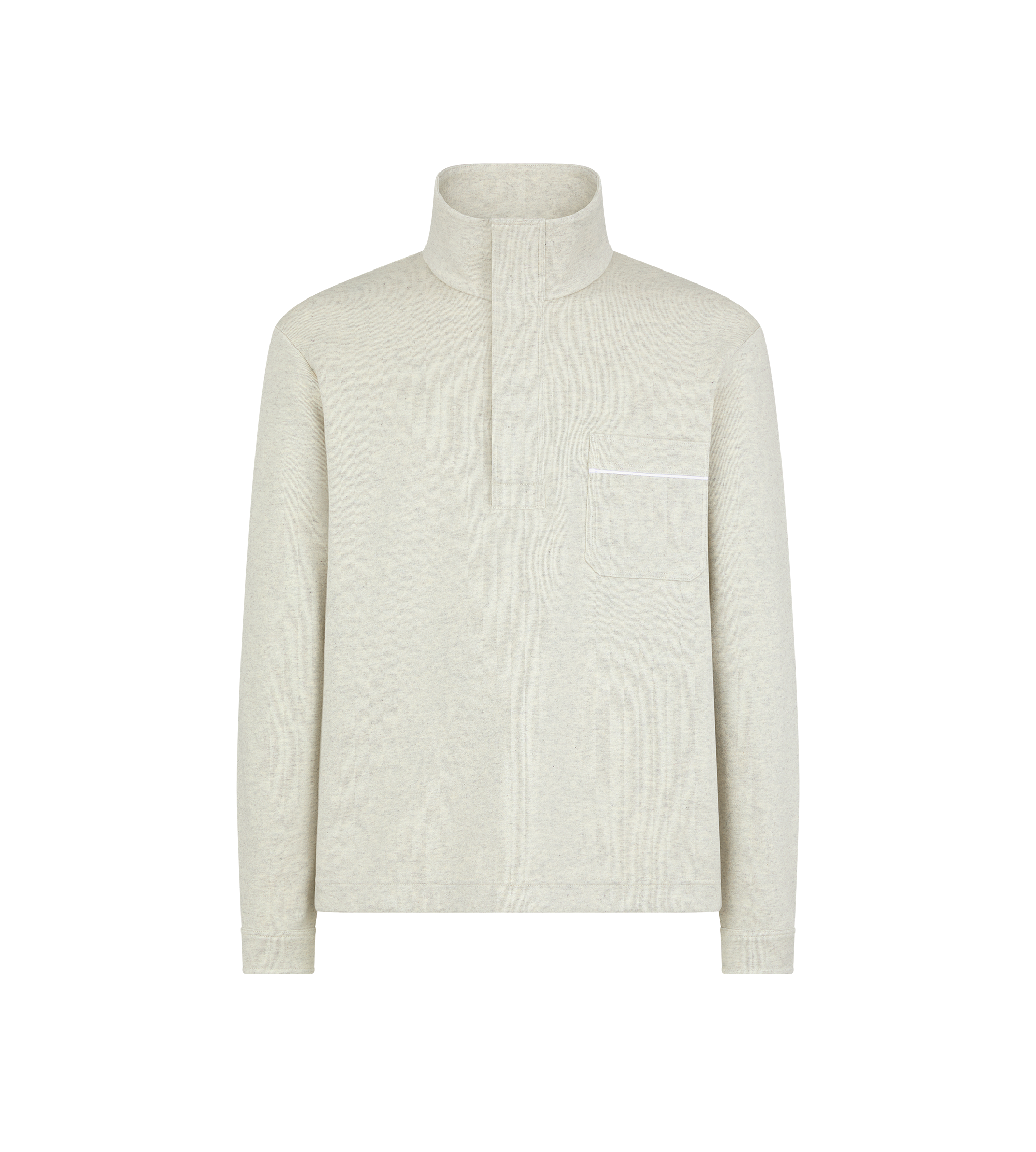 COTTON SILK CASHMERE HALF BUTTON PULLOVER