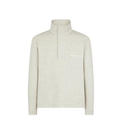 COTTON SILK CASHMERE HALF BUTTON PULLOVER image number 0