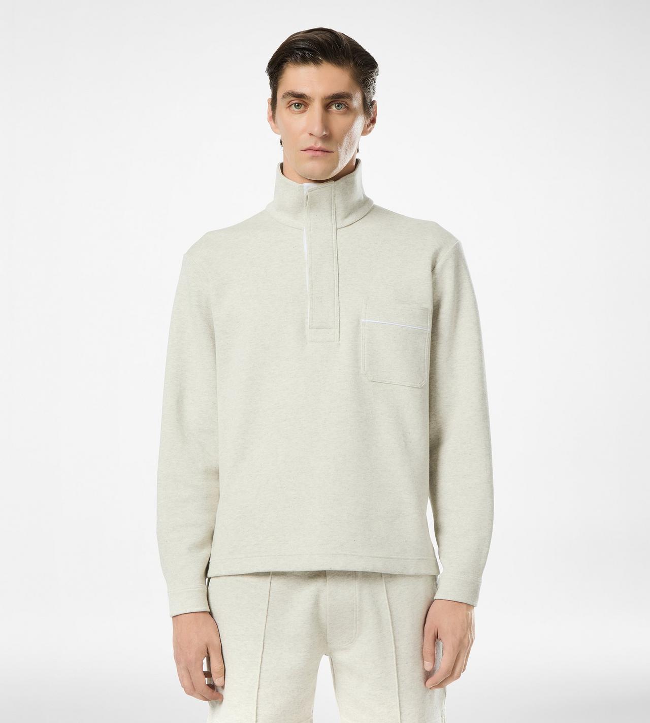 COTTON SILK CASHMERE HALF BUTTON PULLOVER image number 2