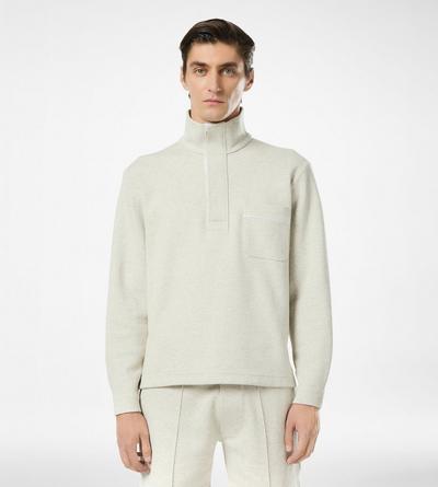 COTTON SILK CASHMERE HALF BUTTON PULLOVER image number 2