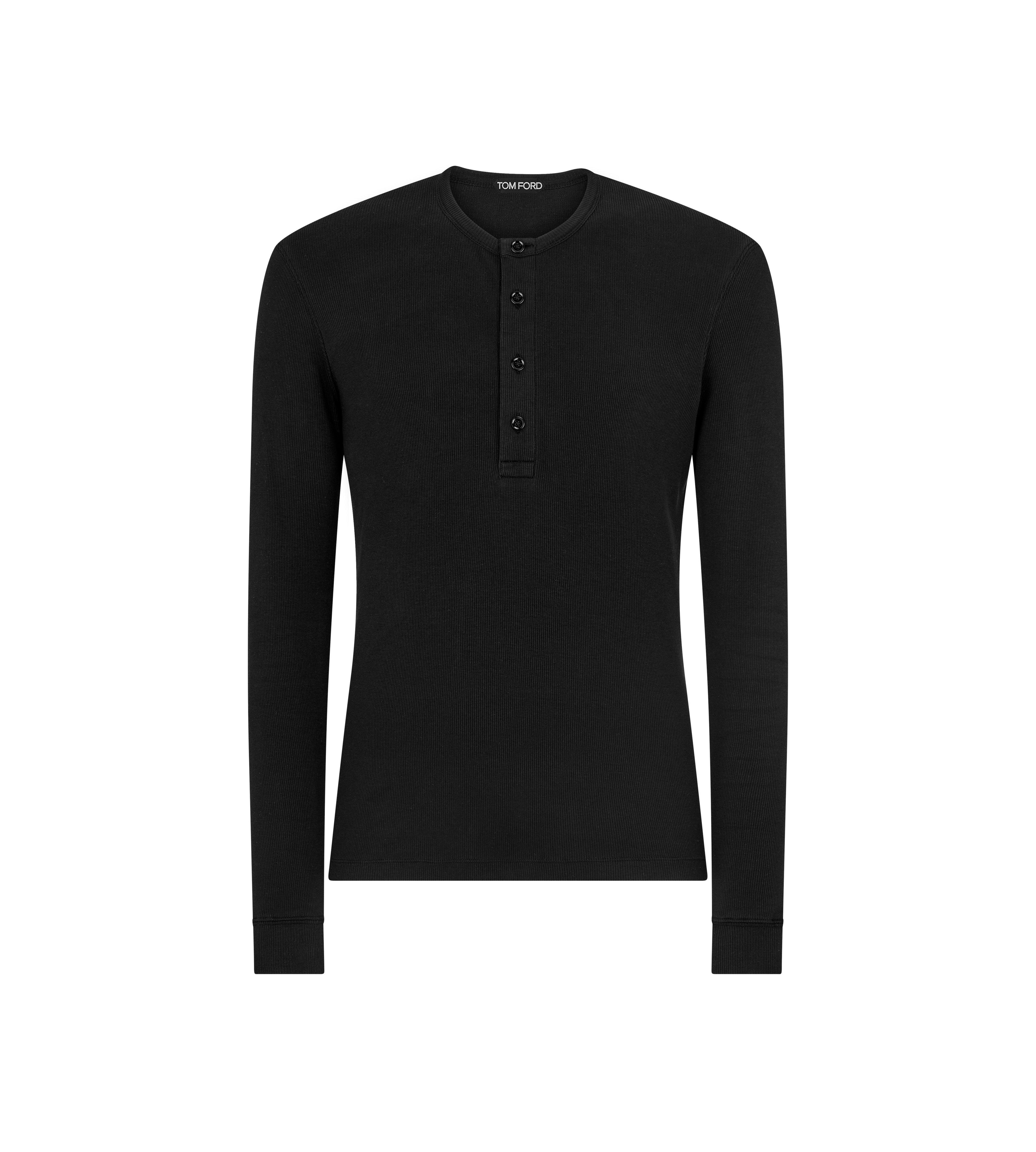 LYOCELL COTTON RIB HENLEY | Tom Ford Fashion