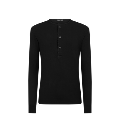 COTTON STRETCH RIB HENLEY image number 0