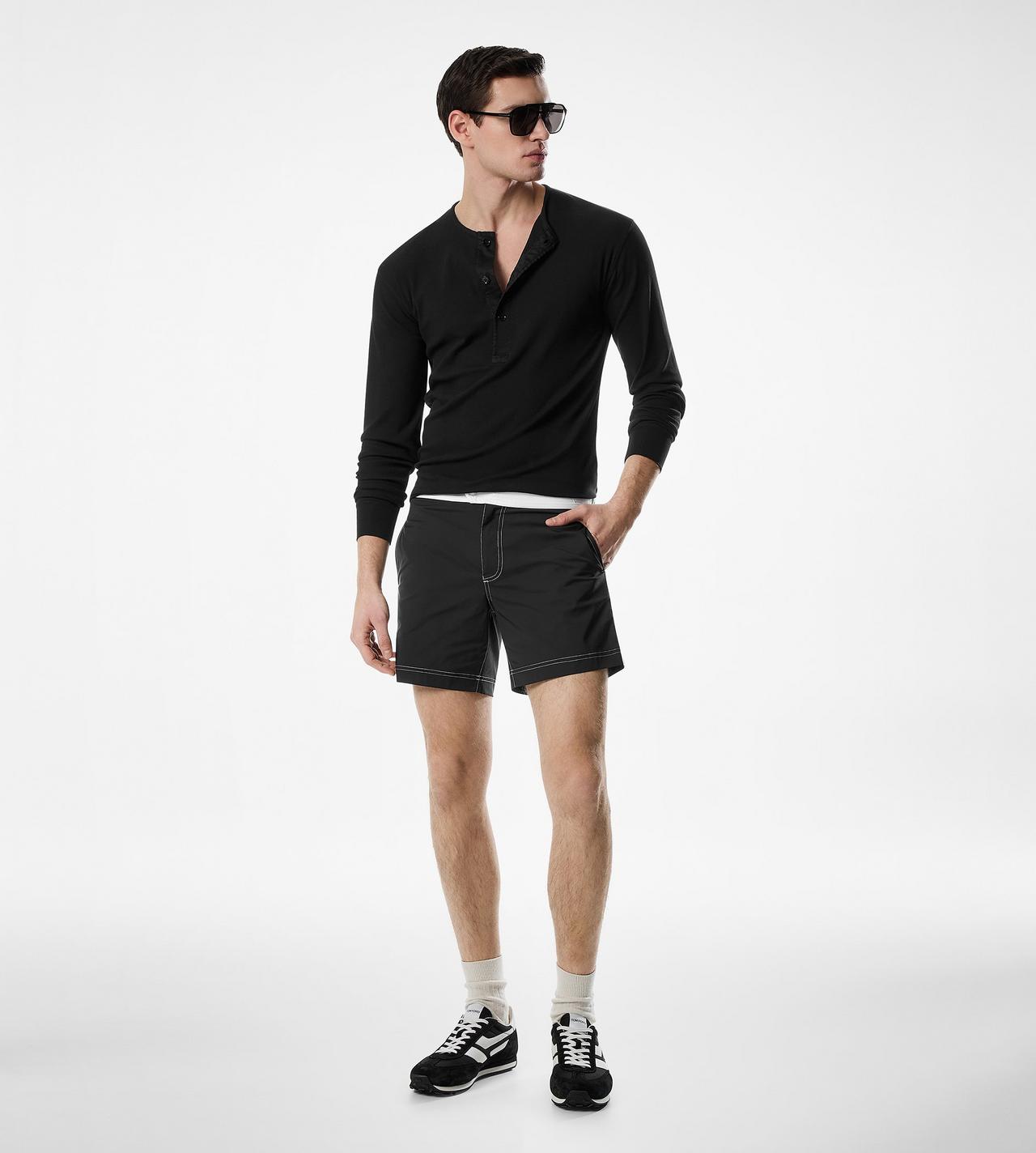 COTTON STRETCH RIB HENLEY image number 1