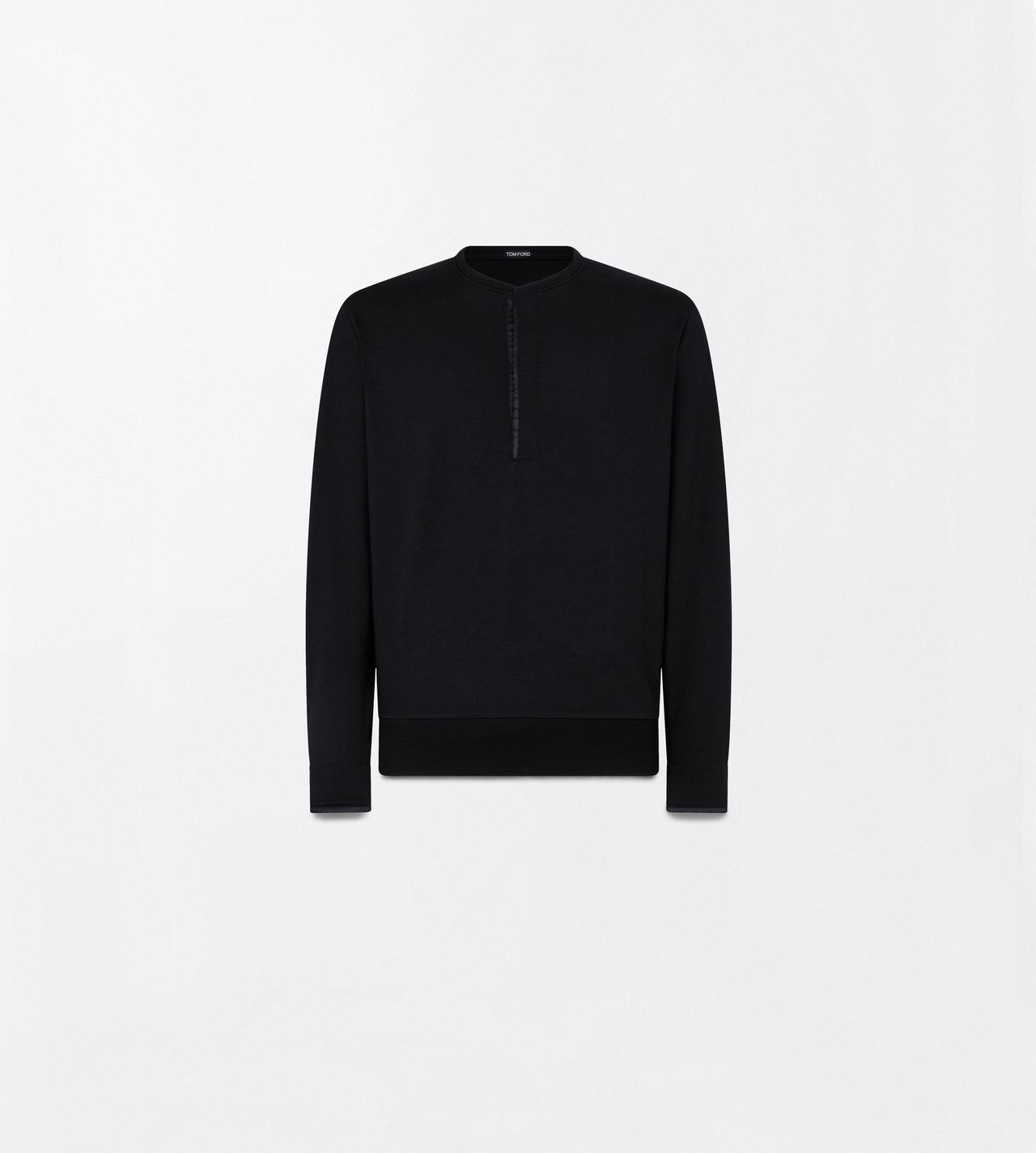 TOM FORD WOOL BLEND BLACK WOOL SILK CASHMERE BLEND HENLEY