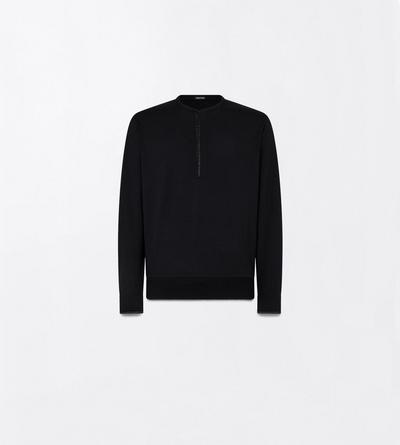 TOM FORD WOOL BLEND BLACK WOOL SILK CASHMERE BLEND HENLEY