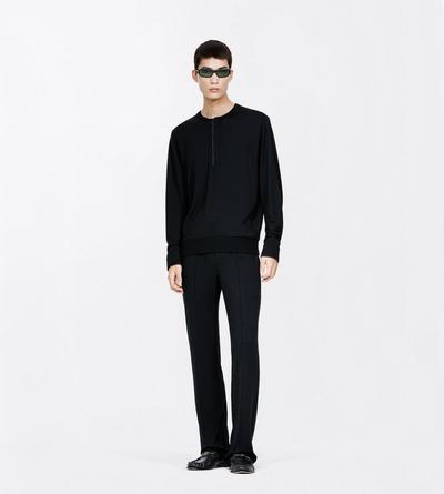 TOM FORD WOOL BLEND BLACK WOOL SILK CASHMERE BLEND HENLEY
