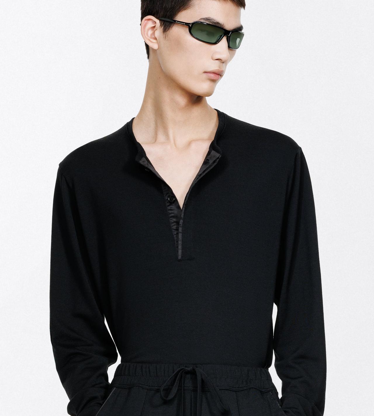 TOM FORD WOOL BLEND BLACK WOOL SILK CASHMERE BLEND HENLEY