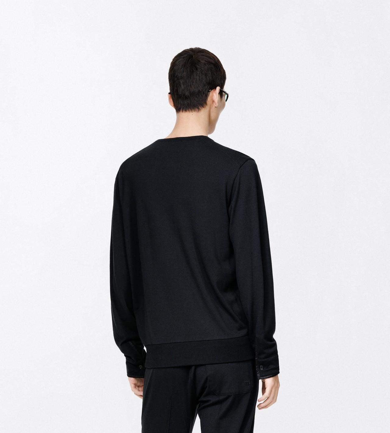 TOM FORD WOOL BLEND BLACK WOOL SILK CASHMERE BLEND HENLEY