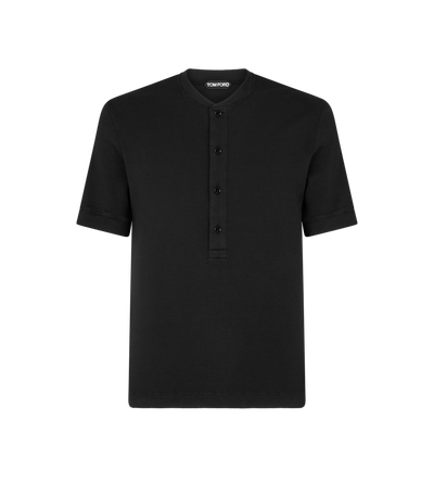 SHORT SLEEVE COTTON MODAL RIB HENLEY