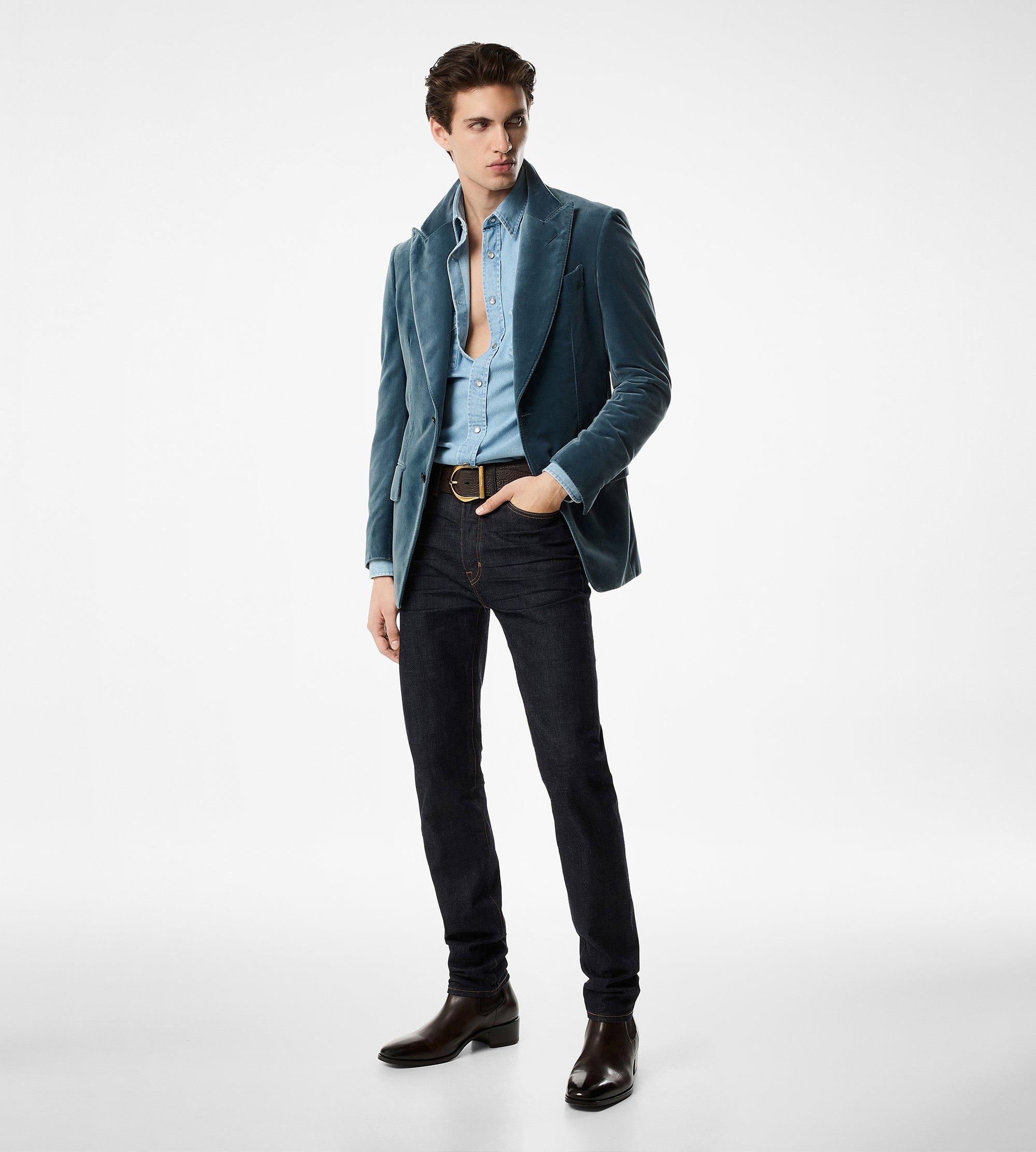 Navy blue blazer on sale with black jeans