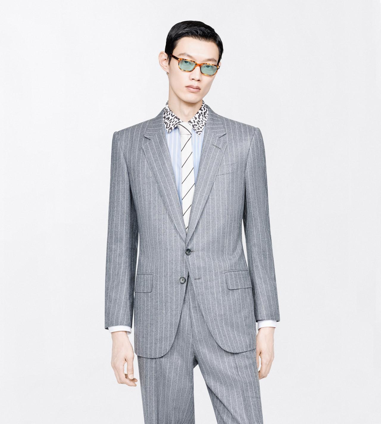 TOM FORD WOOL OC PINSTRIPE TWILL FLANNEL COLBERT JACKET