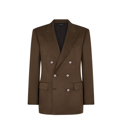 TOM FORD SILK KHAKI BROWN FLUID LIGHT SILK TWILL JACKET