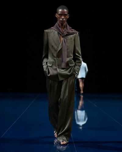TOM FORD SILK KHAKI BROWN FLUID LIGHT SILK TWILL JACKET