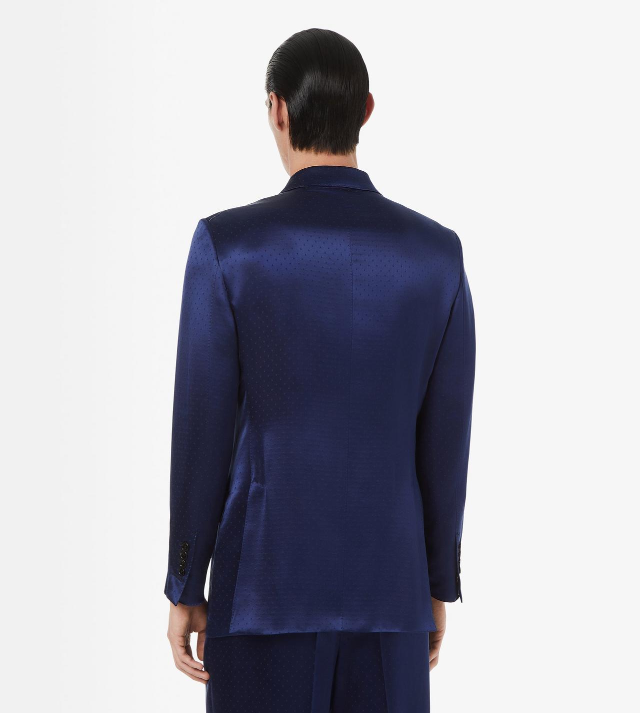 TOM FORD SILK VISCOSE BLEND DARK INDIGO SILK VISCOSE SATIN POLKA DOT JACQUARD JACKET