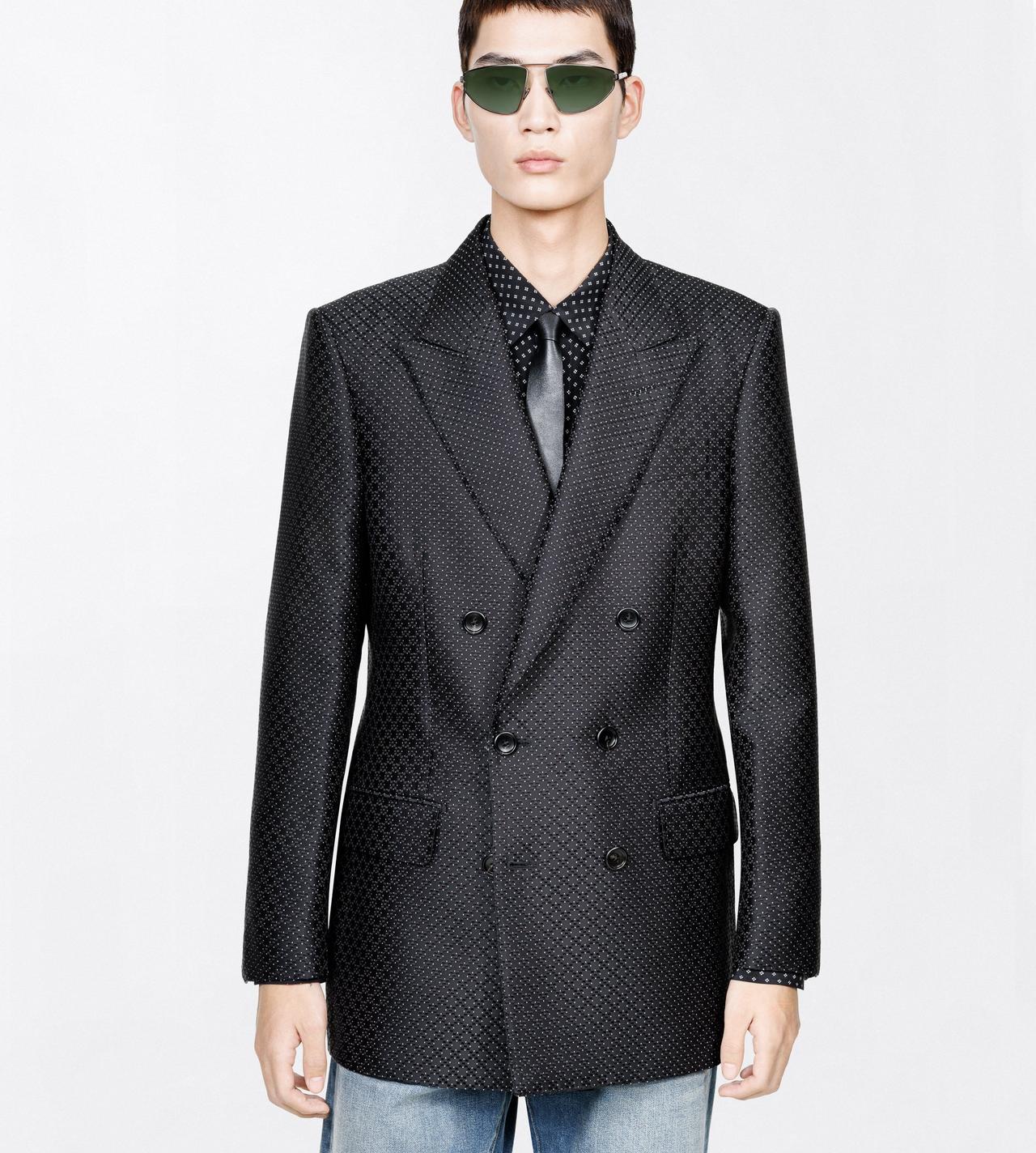 TOM FORD VISCOSE SILK BLEND BLACK DOTTED LOZENGE JACQUARD JACKET