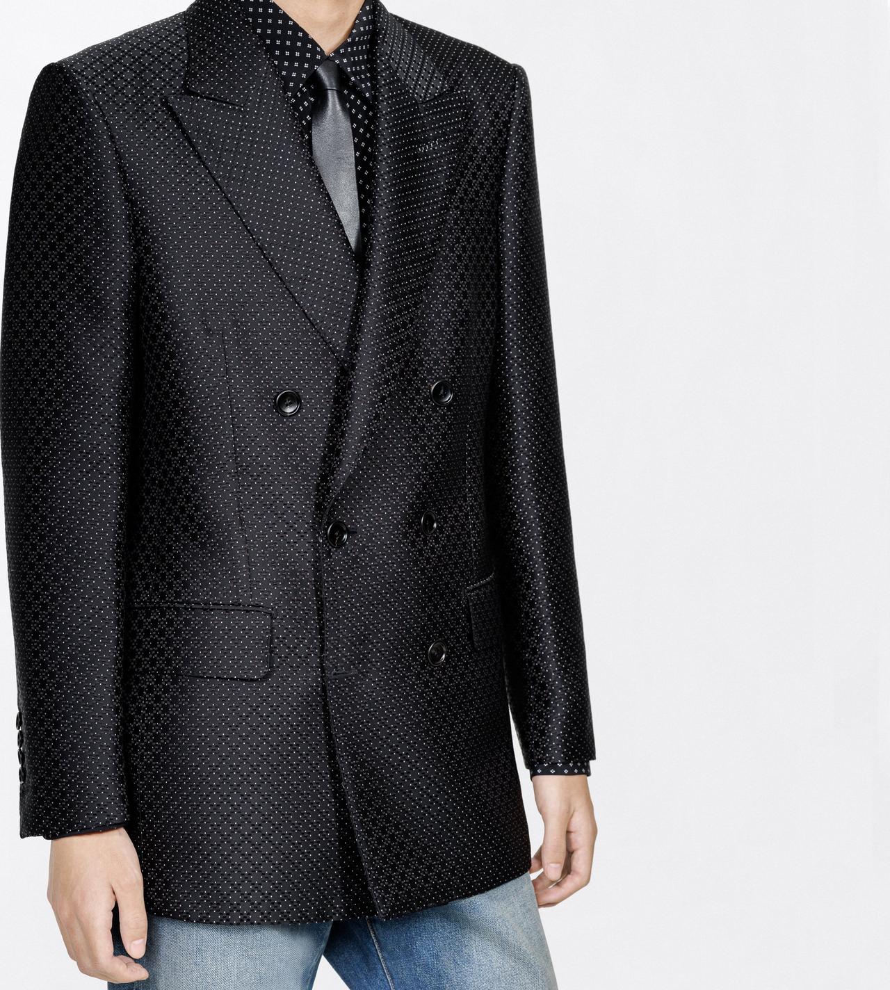 TOM FORD VISCOSE SILK BLEND BLACK DOTTED LOZENGE JACQUARD JACKET